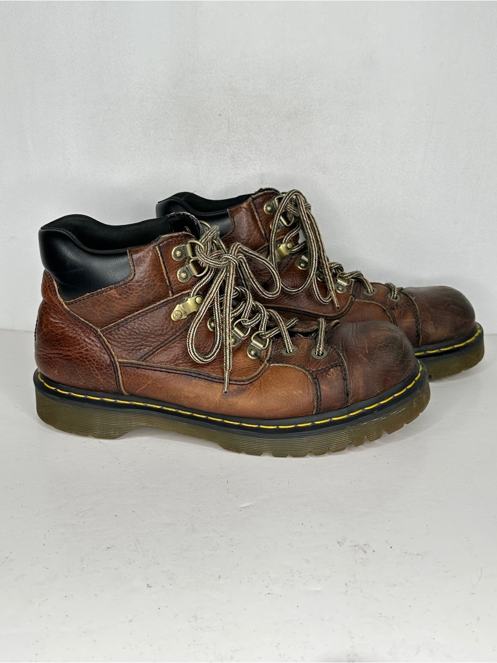 Vintage Dr Martens Brown Leather Work Boots Lug Sole Utility Y2K Sz 11